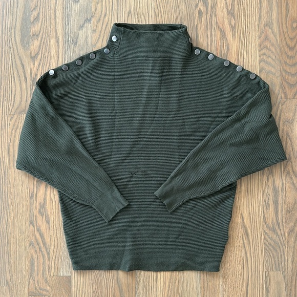 Premise Turtleneck Ribbed Sweater sz XL Women's Dolman Sleeve Hardware Green - Picture 9 of 16